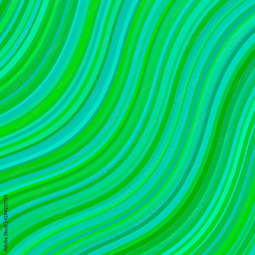 Light Green vector backdrop with curves. Abstract illustration with bandy gradient lines. Pattern for ads, commercials.