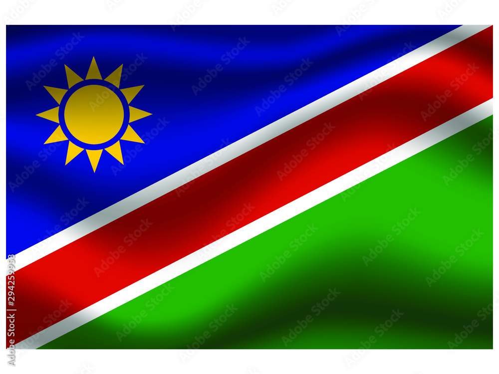 Fototapeta premium Namibia national flag, isolated on background. original colors and proportion. Vector illustration symbol and element, for travel and business from countries set