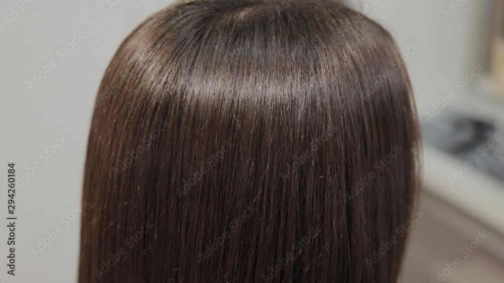 The result of hair straightening at the hairdresser. The result of hair straightening at the hairdresser.