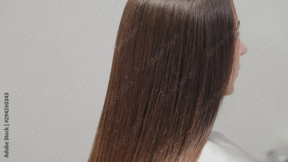 The result of hair straightening at the hairdresser. The result of hair straightening at the hairdresser.