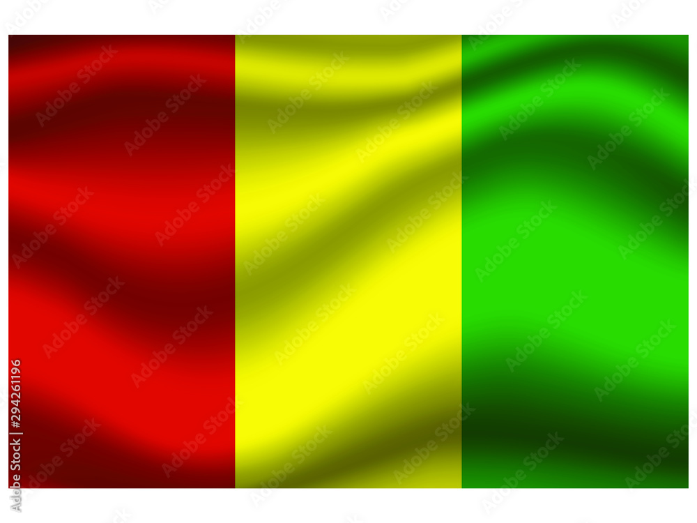Guinea national flag, isolated on background. original colors and proportion. Vector illustration symbol and element, for travel and business from countries set