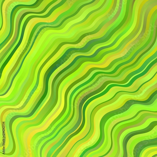 Light Green, Yellow vector pattern with curves.