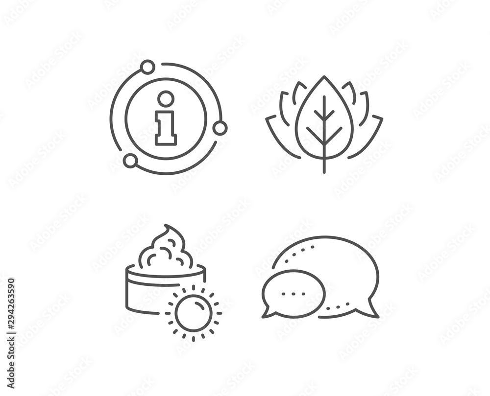 Sun face cream line icon. Chat bubble, info sign elements. Skin care sign. Cosmetic lotion symbol. Linear sun cream outline icon. Information bubble. Vector Sun face cream line icon. Chat bubble, info sign elements. Skin care sign. Cosmetic lotion symbol. Linear sun cream outline icon. Information bubble. Vector