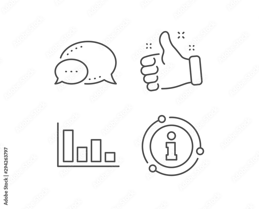 Histogram Column chart line icon. Chat bubble, info sign elements. Financial graph sign. Stock exchange symbol. Business investment. Linear histogram outline icon. Information bubble. Vector Histogram Column chart line icon. Chat bubble, info sign elements. Financial graph sign. Stock exchange symbol. Business investment. Linear histogram outline icon. Information bubble. Vector