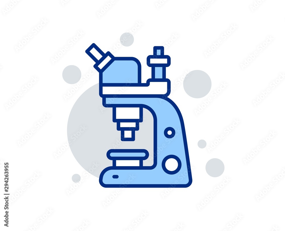 Obraz premium Microscope line icon. Chemistry lab sign. Analysis symbol. Linear design sign. Colorful microscope icon. Vector
