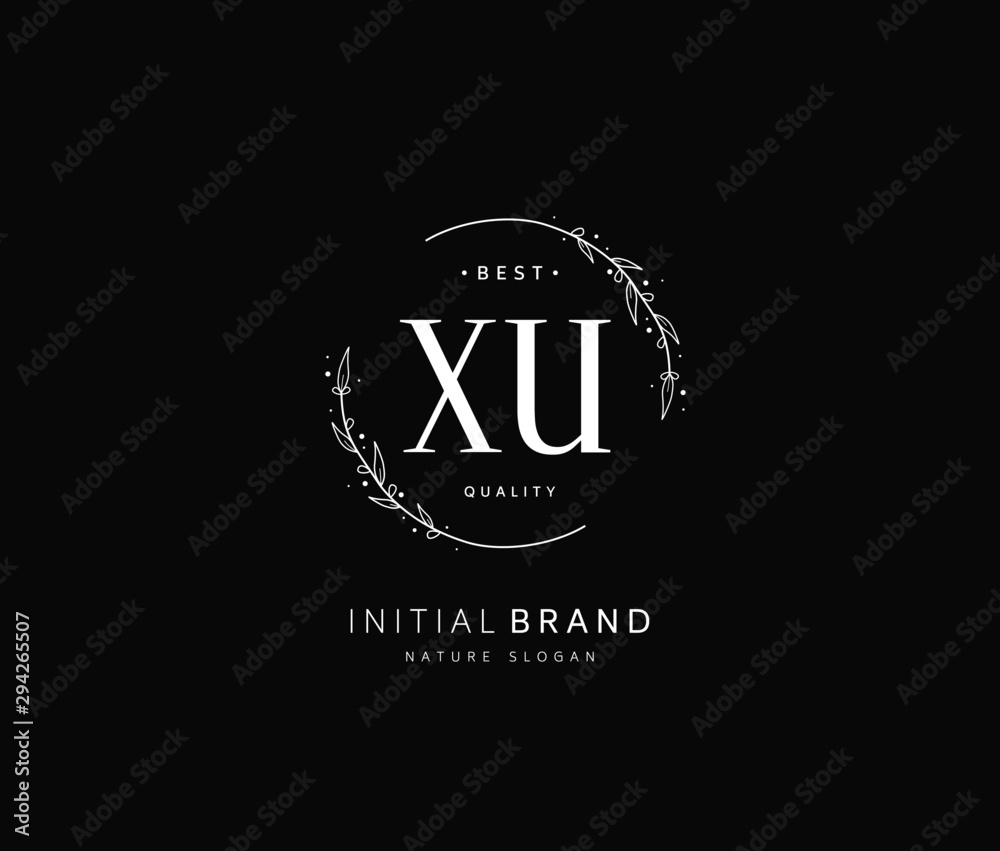 X U XU Beauty vector initial logo, handwriting logo of initial signature, wedding, fashion, jewerly, boutique, floral and botanical with creative template for any company or business.