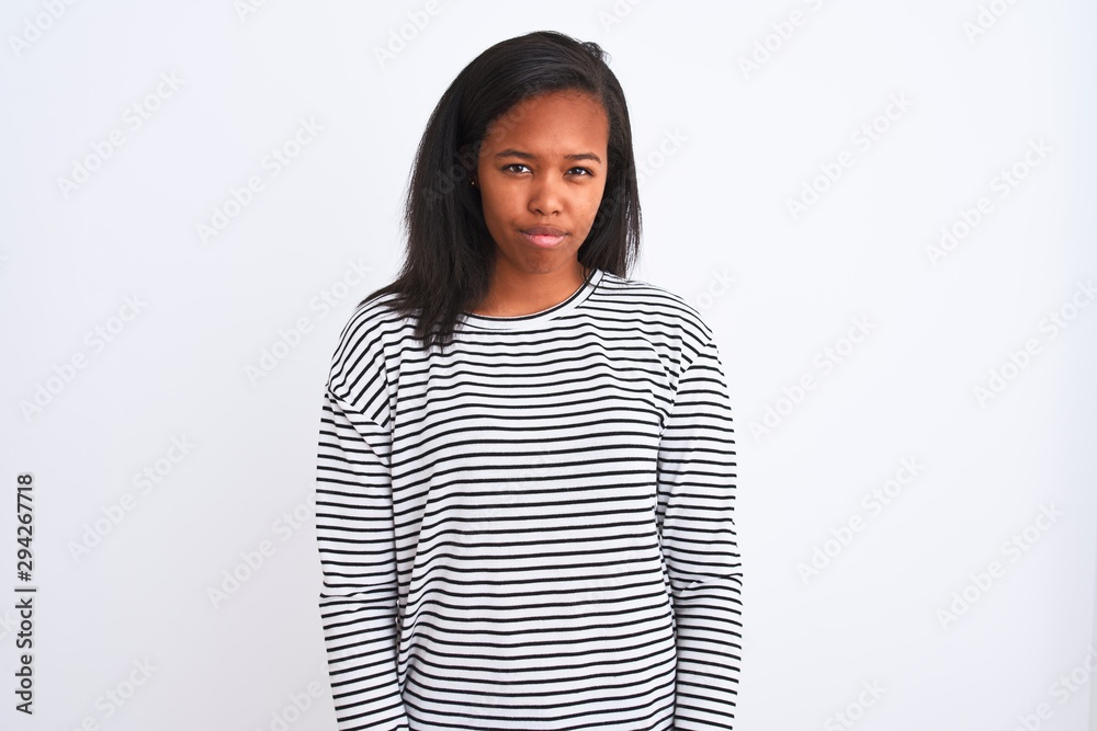 Beautiful young african american woman wearing winter sweater over isolated background depressed and worry for distress, crying angry and afraid. Sad expression. Beautiful young african american woman wearing winter sweater over isolated background depressed and worry for distress, crying angry and afraid. Sad expression.