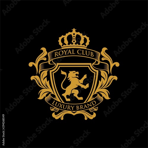 Royal Luxury Heraldic Crest Logo Design Concept Vector Template