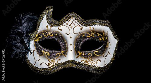 Detailed Theater Mask with Black Feather