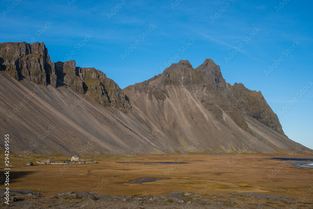 Famous mountain Horn in south Iceland