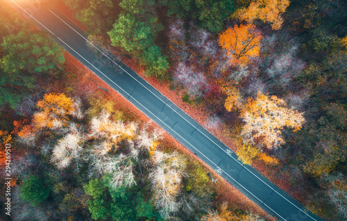 Aerial view of road in beau...