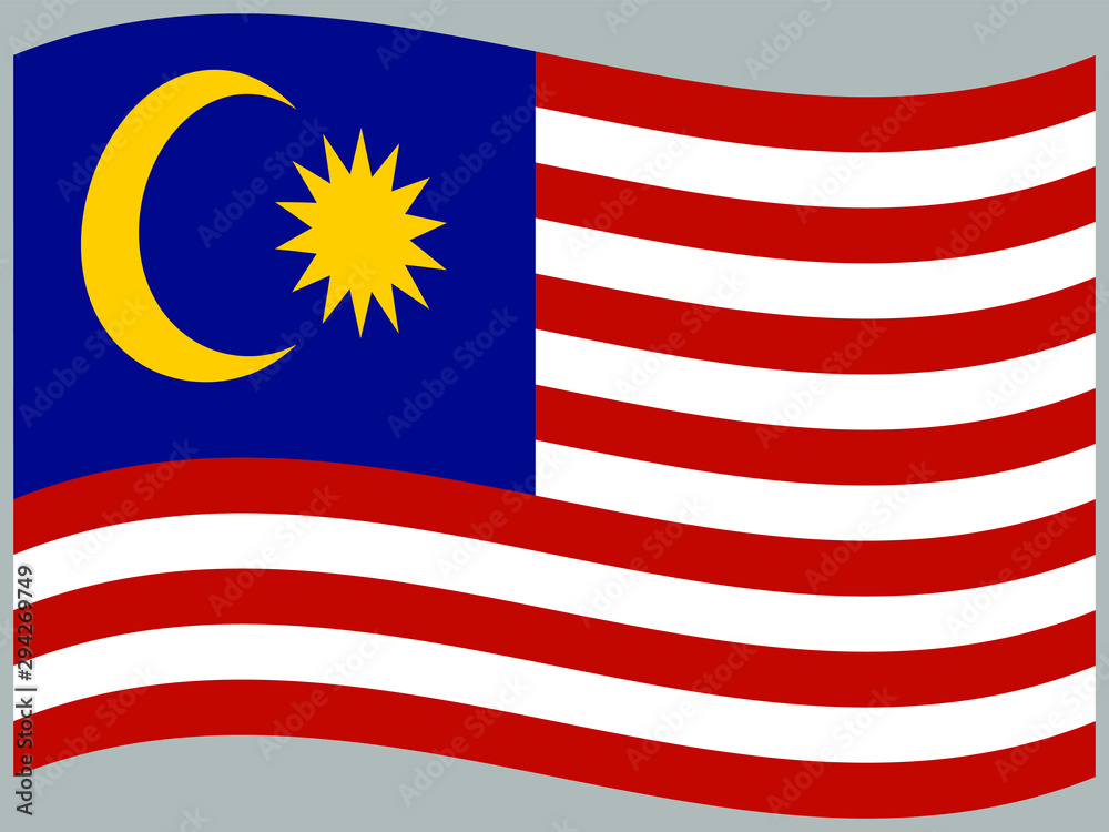 Malaysia Waving national flag, isolated on background. original colors and proportion. Vector illustration symbol and element, for travel and business from countries set Malaysia Waving national flag, isolated on background. original colors and proportion. Vector illustration symbol and element, for travel and business from countries set