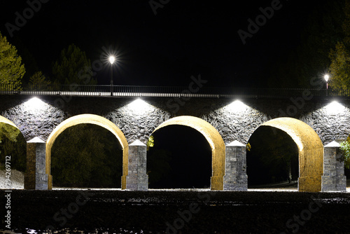 Pinofranqueado stone bridge at dusk, Las Hurdes photo