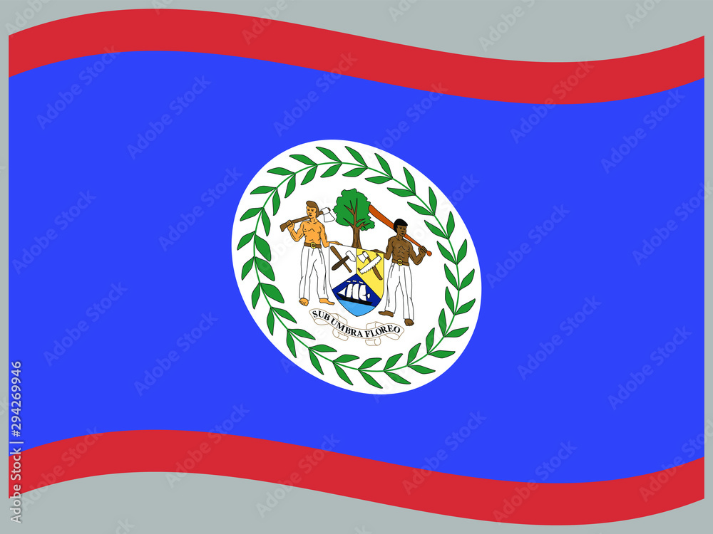 Obraz premium Belize Waving national flag, isolated on background. original colors and proportion. Vector illustration symbol and element, for travel and business from countries set