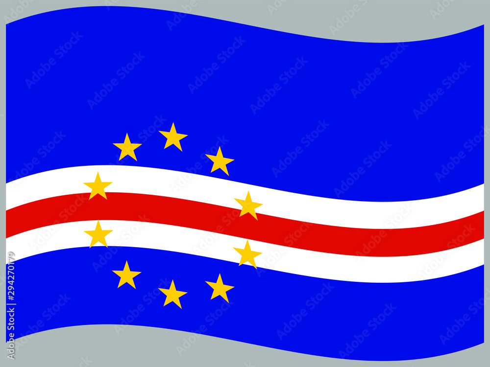 Cape Verde Waving national flag, isolated on background. original colors and proportion. Vector illustration symbol and element, for travel and business from countries set Cape Verde Waving national flag, isolated on background. original colors and proportion. Vector illustration symbol and element, for travel and business from countries set