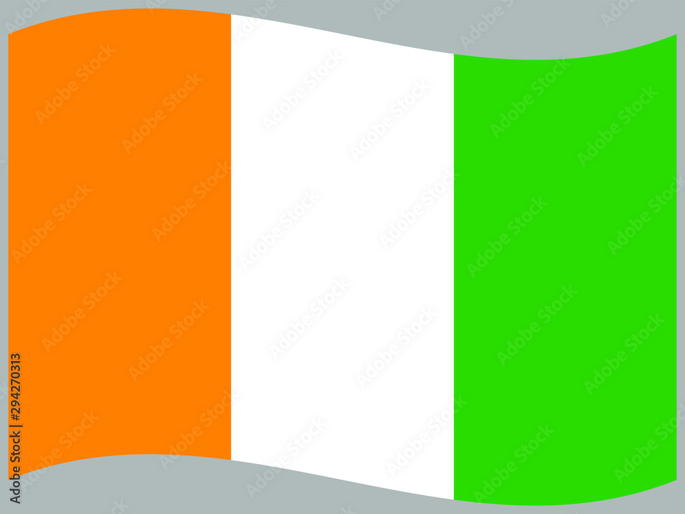 Cote d'Ivoire Waving national flag, isolated on background. original colors and proportion. Vector illustration symbol and element, for travel and business from countries set Cote d'Ivoire Waving national flag, isolated on background. original colors and proportion. Vector illustration symbol and element, for travel and business from countries set
