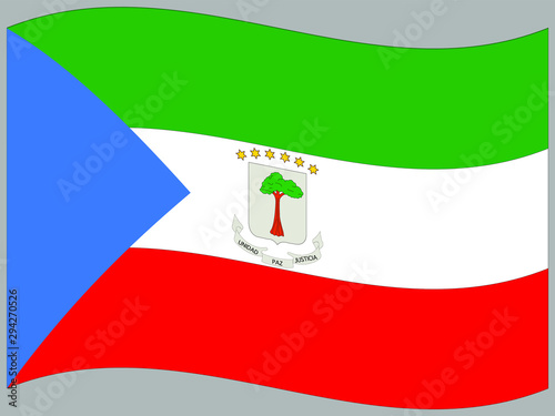 Equatorial Guinea  Waving national flag, isolated on background. original colors and proportion. Vector illustration symbol and element, for travel and business from countries set