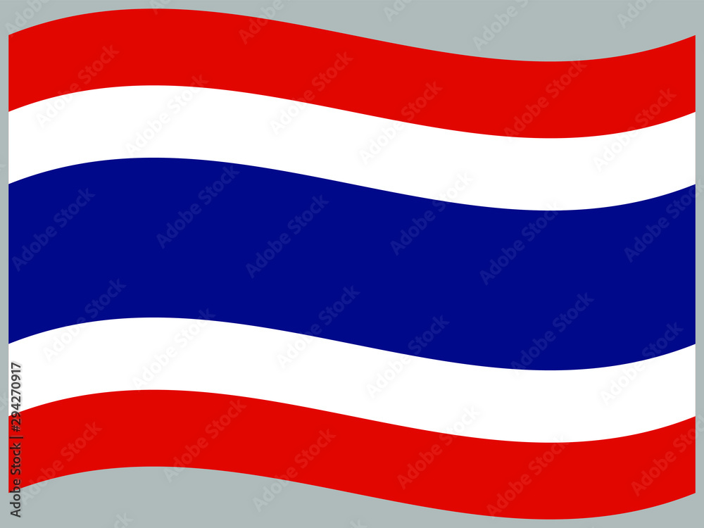 Naklejka premium Thailand Waving national flag, isolated on background. original colors and proportion. Vector illustration symbol and element, for travel and business from countries set