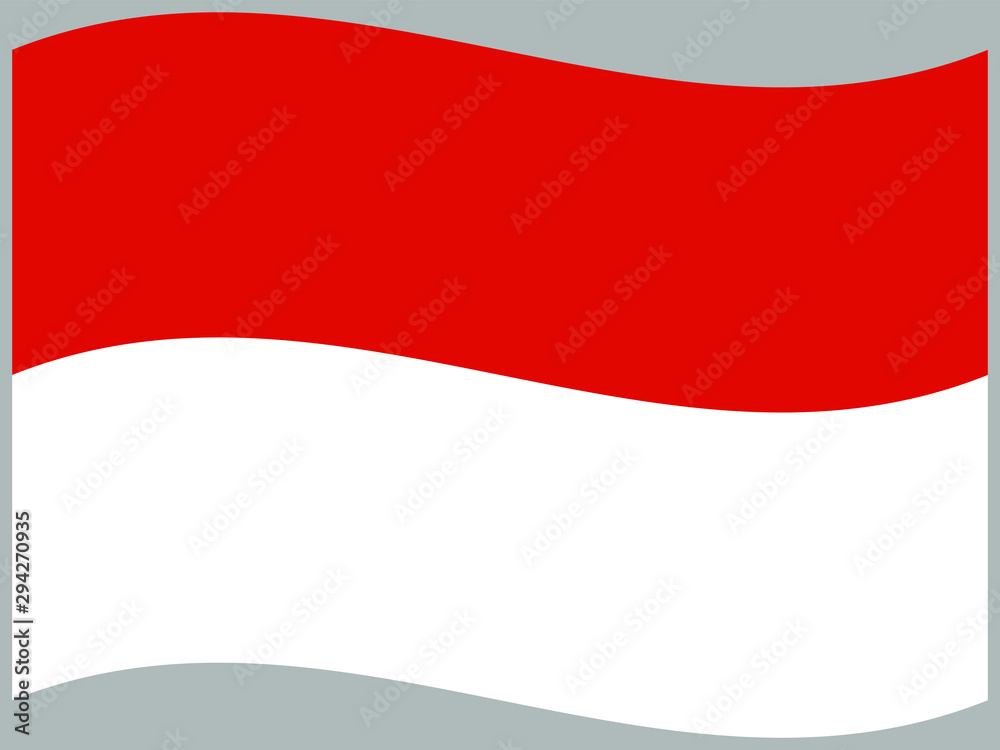 Naklejka premium Indonesia Waving national flag, isolated on background. original colors and proportion. Vector illustration symbol and element, for travel and business from countries set