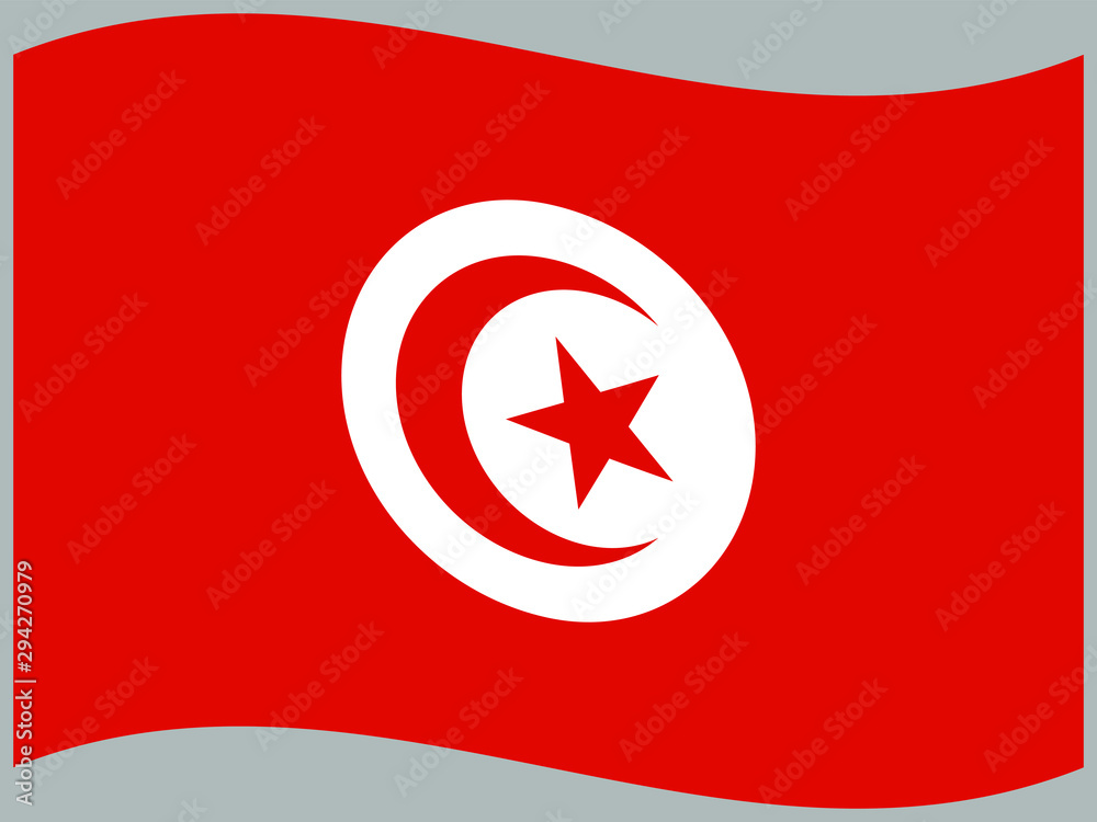 Tunisia Waving national flag, isolated on background. original colors and proportion. Vector illustration symbol and element, for travel and business from countries set Tunisia Waving national flag, isolated on background. original colors and proportion. Vector illustration symbol and element, for travel and business from countries set