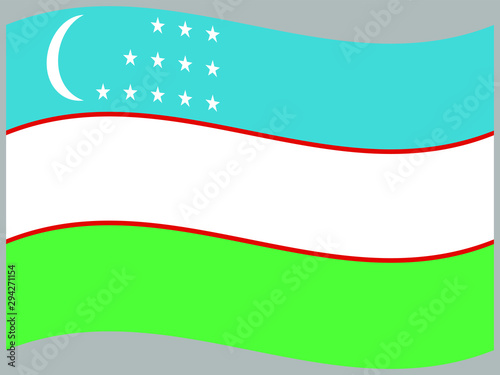 Uzbekistan Waving national flag, isolated on background. original colors and proportion. Vector illustration symbol and element, for travel and business from countries set