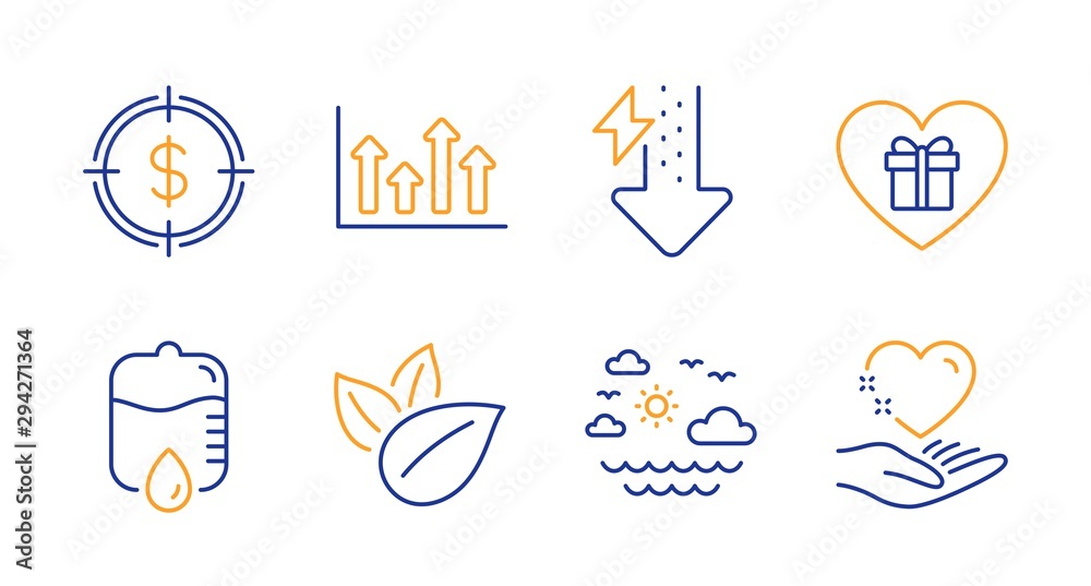 Drop counter, Energy drops and Dollar target line icons set. Upper arrows, Organic product and Travel sea signs. Romantic gift, Hold heart symbols. Medical equipment, Power usage. Vector Drop counter, Energy drops and Dollar target line icons set. Upper arrows, Organic product and Travel sea signs. Romantic gift, Hold heart symbols. Medical equipment, Power usage. Vector