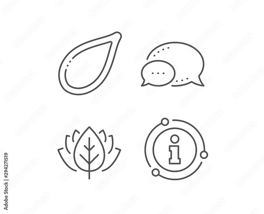 Pumpkin seed line icon. Chat bubble, info sign elements. Tasty seeds sign. Vegan food symbol. Linear pumpkin seed outline icon. Information bubble. Vector