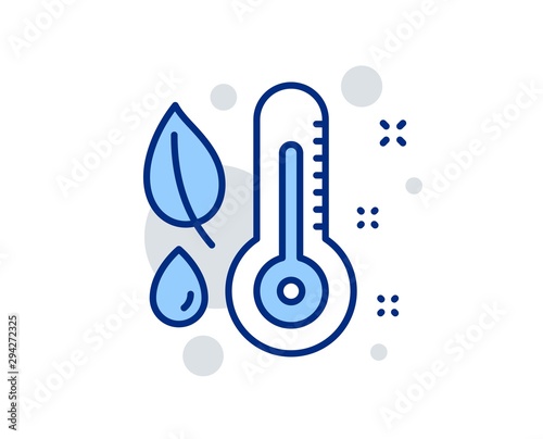 Thermometer line icon. Humidity and leaf sign. Moisture symbol. Linear design sign. Colorful thermometer icon. Vector