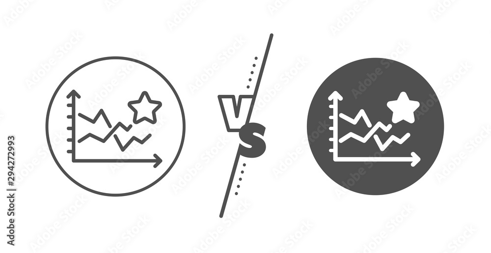 Stars rating sign. Versus concept. Ranking star line icon. Best stats rank symbol. Line vs classic ranking stars icon. Vector Stars rating sign. Versus concept. Ranking star line icon. Best stats rank symbol. Line vs classic ranking stars icon. Vector