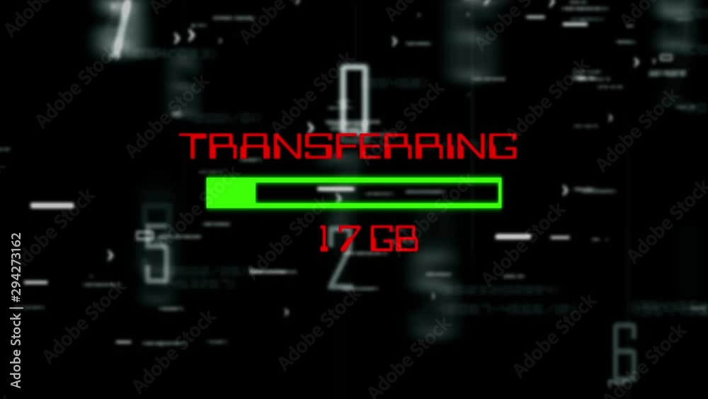 Transferring data progress bar on digital background Transferring data progress bar on digital background