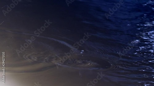 drops into fast moving river slow motion gradient of light under bridge