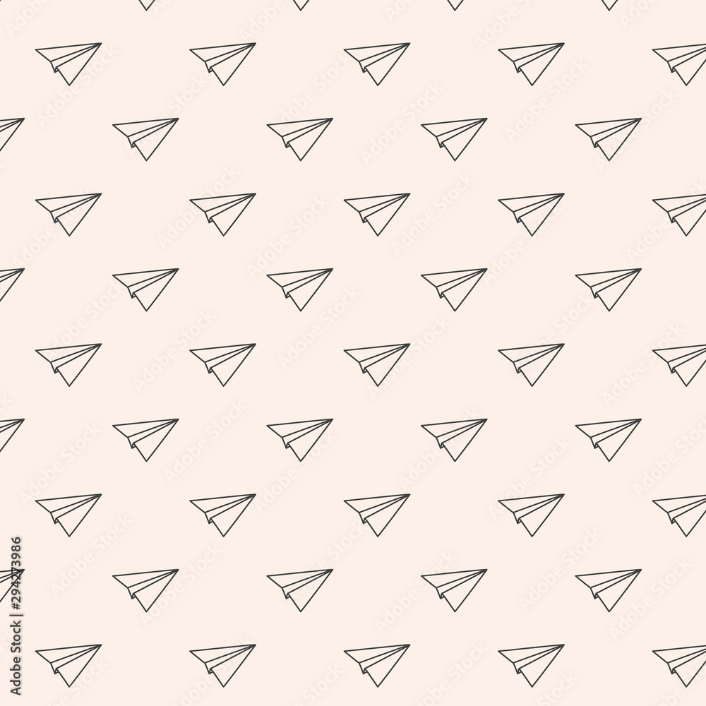 Vector pattern with paper airplanes. Linear illustration on a light background. Vector pattern with paper airplanes. Linear illustration on a light background.