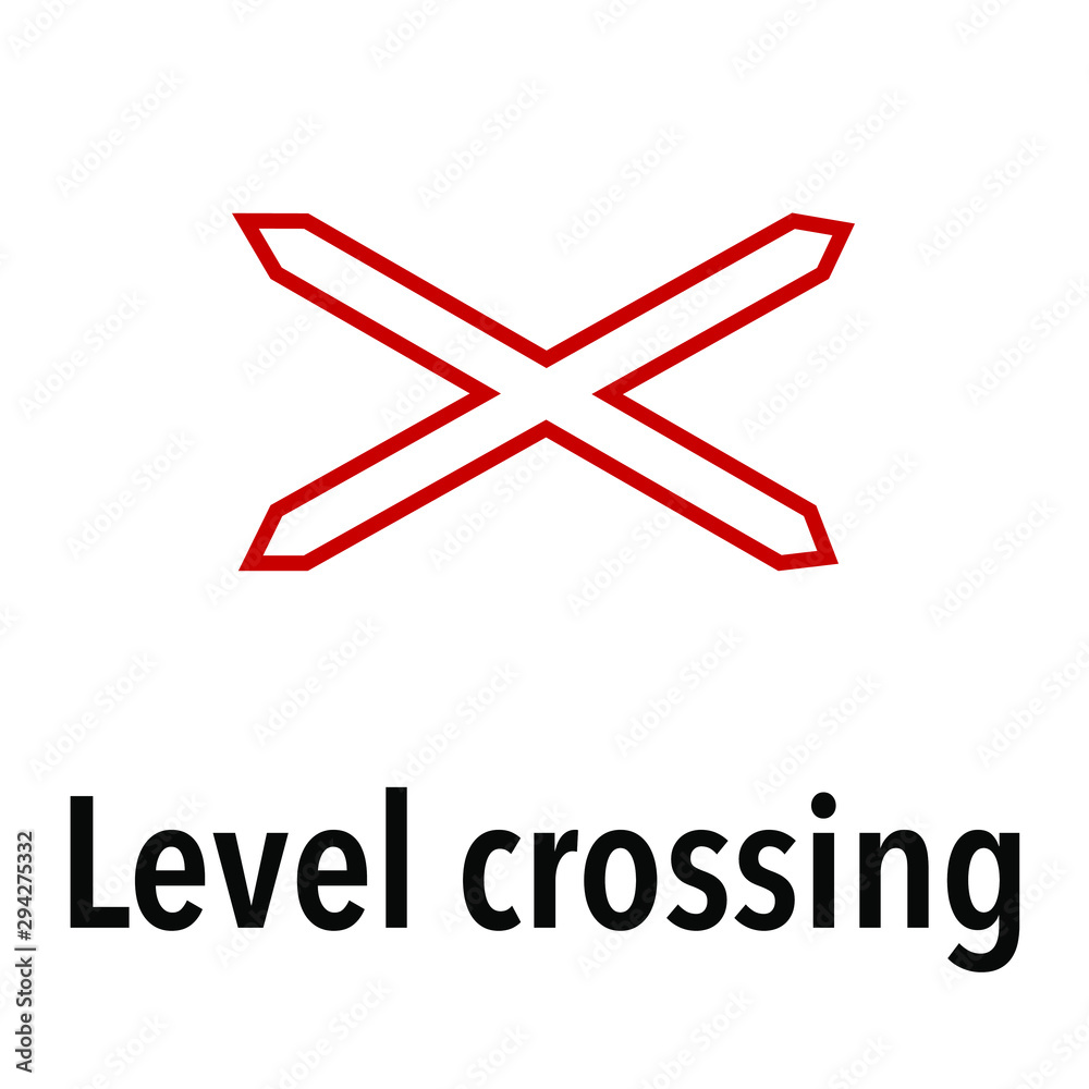 Level crossing Information and Warning Road, caution traffic street sign, vector illustration isolated on white background for learning, education, driving courses, sticker, icon.