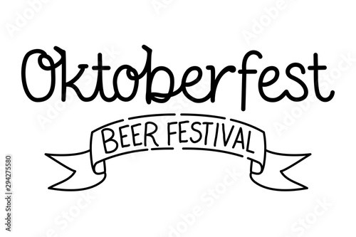 oktoberfest lettering calligraphy font with ribbon frame