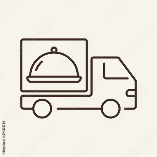 Truck with hotplate line icon