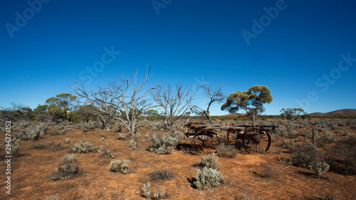 Abandoned vintage horse drawn wagon in outback Australia