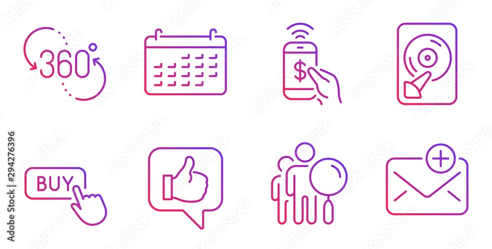 Phone payment, Buy button and Calendar line icons set. 360 degree, Search people and Like signs. Hdd, New mail symbols. Mobile pay, Online shopping. Technology set. Gradient phone payment icon. Vector Phone payment, Buy button and Calendar line icons set. 360 degree, Search people and Like signs. Hdd, New mail symbols. Mobile pay, Online shopping. Technology set. Gradient phone payment icon. Vector