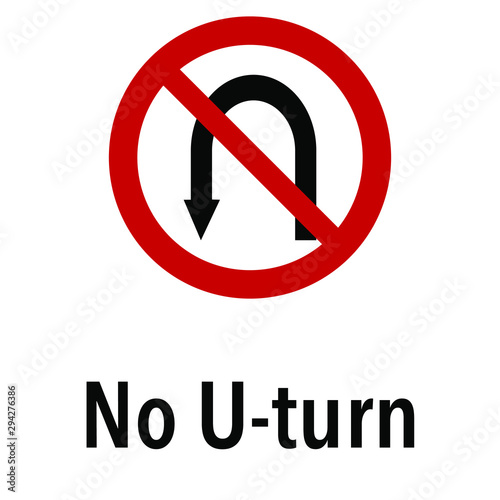 Free Download No U-turn Information and Warning Road, caution traffic street sign, vector illustration isolated on white background for learning, education, driving courses, sticker, icon. - GFXLoad