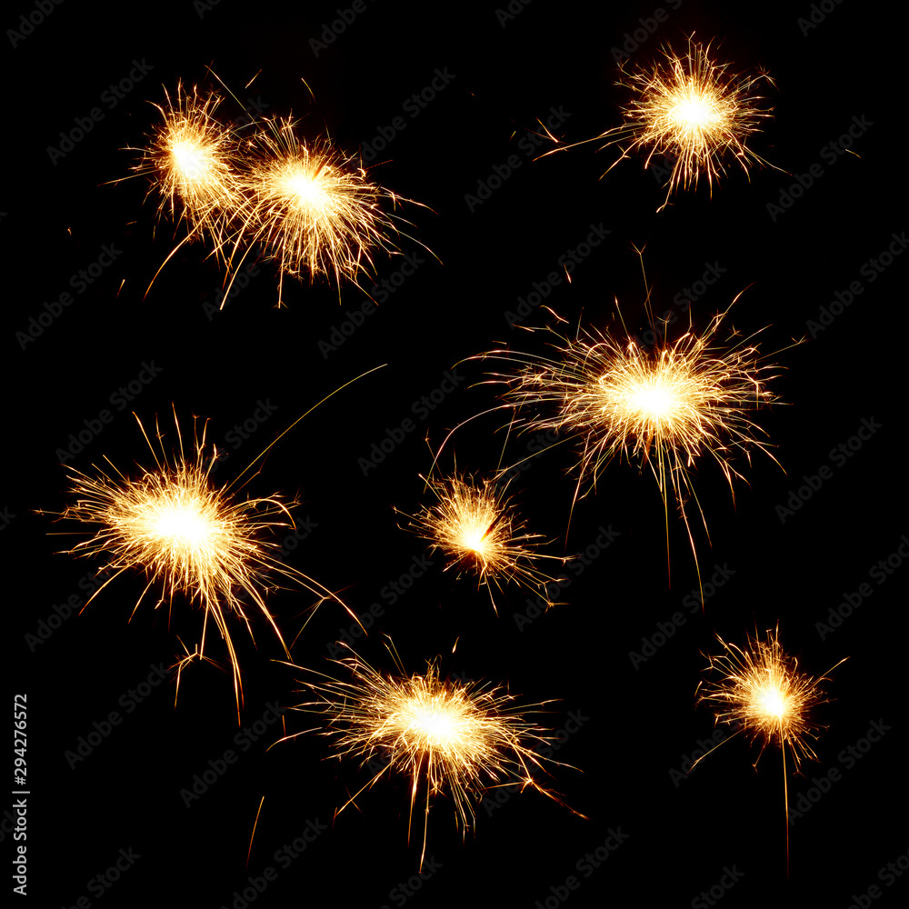 Set of sparklers isolated on a black background Set of sparklers isolated on a black background