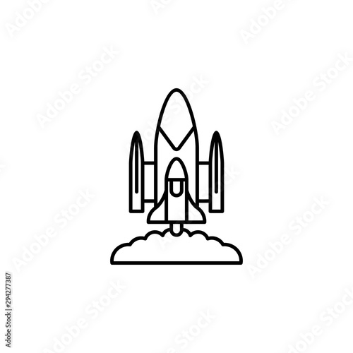 Flying rocket space shuttle icon. Element of satellite thin line icon
