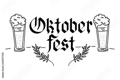 beers glasses and calligraphy oktoberfest celebration