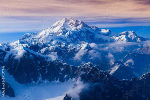 Areal view of Mount McKinley glaciers, Alaska, USA photo