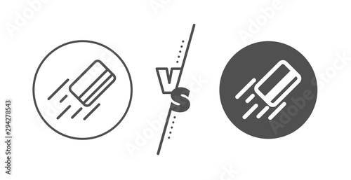 Payment sign. Versus concept. Credit card line icon. Finance symbol. Line vs classic credit card icon. Vector