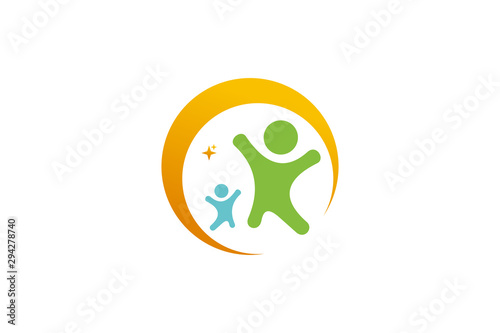 happy kids logo icon vector isolated