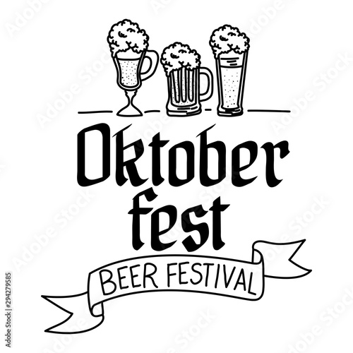 beers glasses and calligraphy oktoberfest celebration