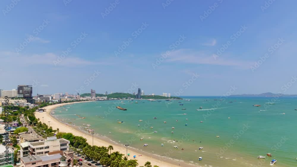 Time-Lapse: Pattaya bay beach harbor and city in sunny day, Chonburi, Thailand Time-Lapse: Pattaya bay beach harbor and city in sunny day, Chonburi, Thailand