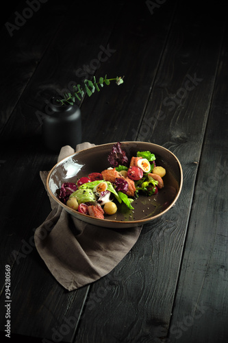 Caesar salad with salmon . catering menu