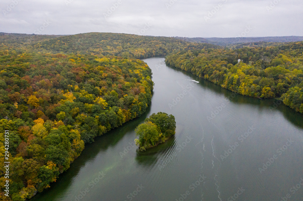 Fall foliage and remote river