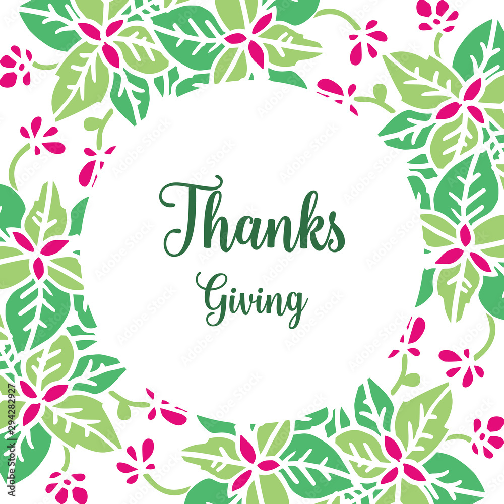 Banner thanksgiving, with cute pink flower frame. Vector Banner thanksgiving, with cute pink flower frame. Vector