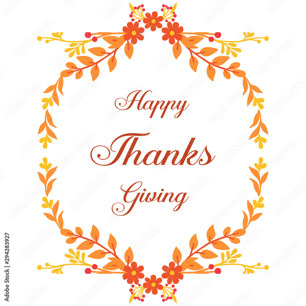 Decorative of card thanksgiving, with element of autumn leaves frame. Vector